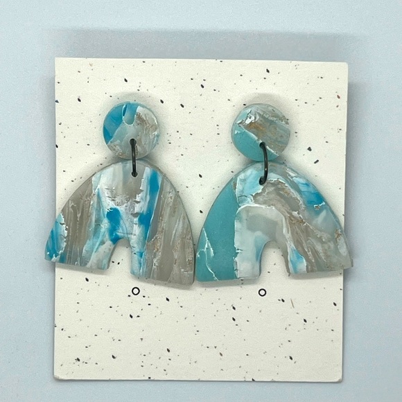 Blue Marble Polymer Clay Earrings